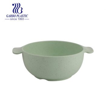 Light green cream heat-resistant wheat straw eco-friendly plastic cereal fruit salad bowl with ear handle
