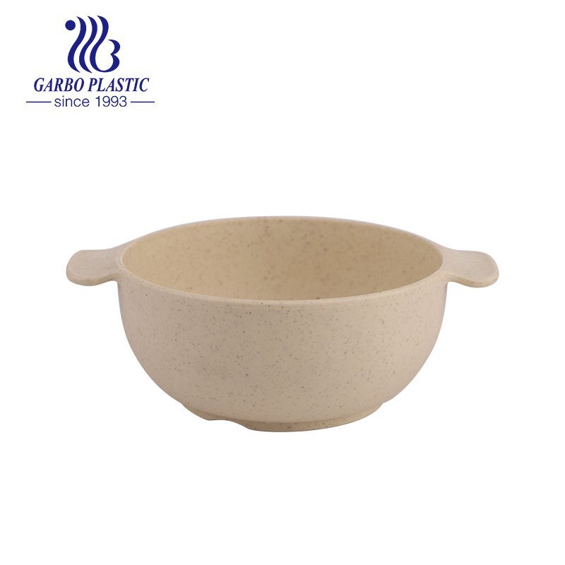 4.5 inch wheat straw eco-friendly baby purple cereal plastic bowl with handle ear to hold