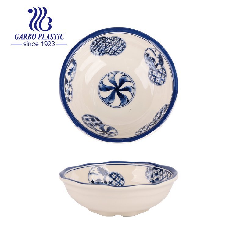 Hot sales strong new plastic oval plates for table serving with blue flower designs can be microwave and dishwasher safe