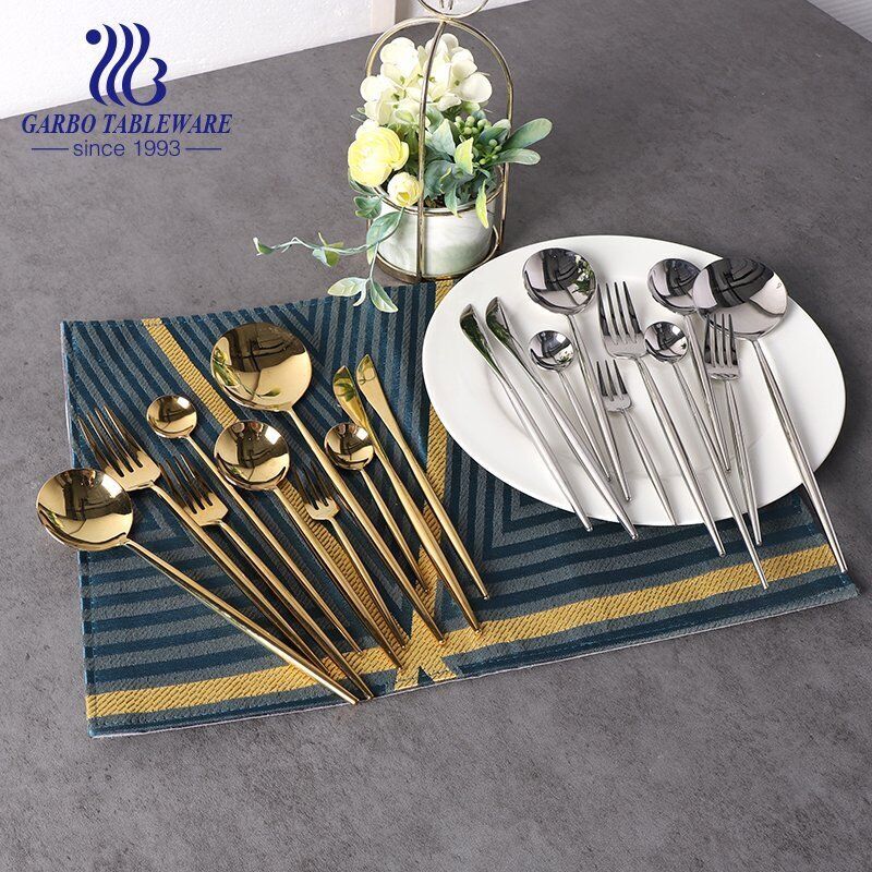 High-end Royal Pointed Tail Aço Inoxidável 410 Matte / Glossy Golden Fork