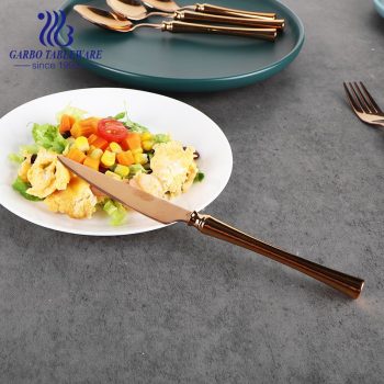 SS201 Couteau à dîner de couleur or Rosa avec sac en PVC