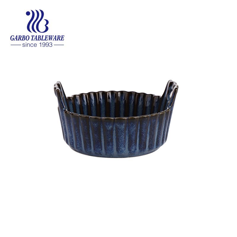 Ceramic bowl blue color glazed from chinese factory direct supply