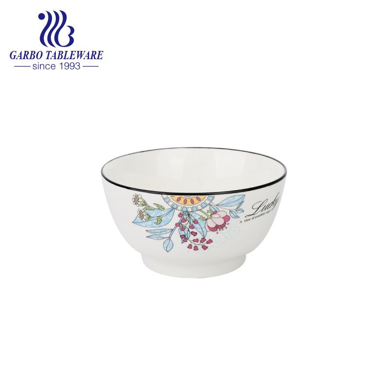 Small rice bowl with outside underglazed flower decal for sale