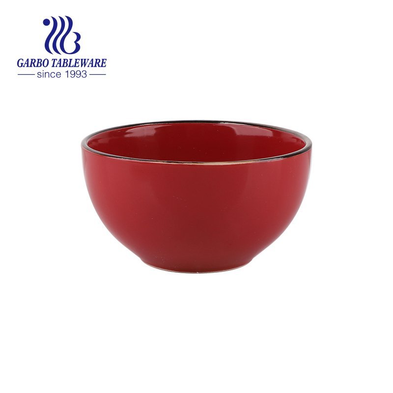 New arrival stoneware of 640ml pink rice bowl with color glazed decal
