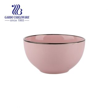 Новое поступление керамической посуды 640 мл розового риса с цветной глазурованной наклейкой