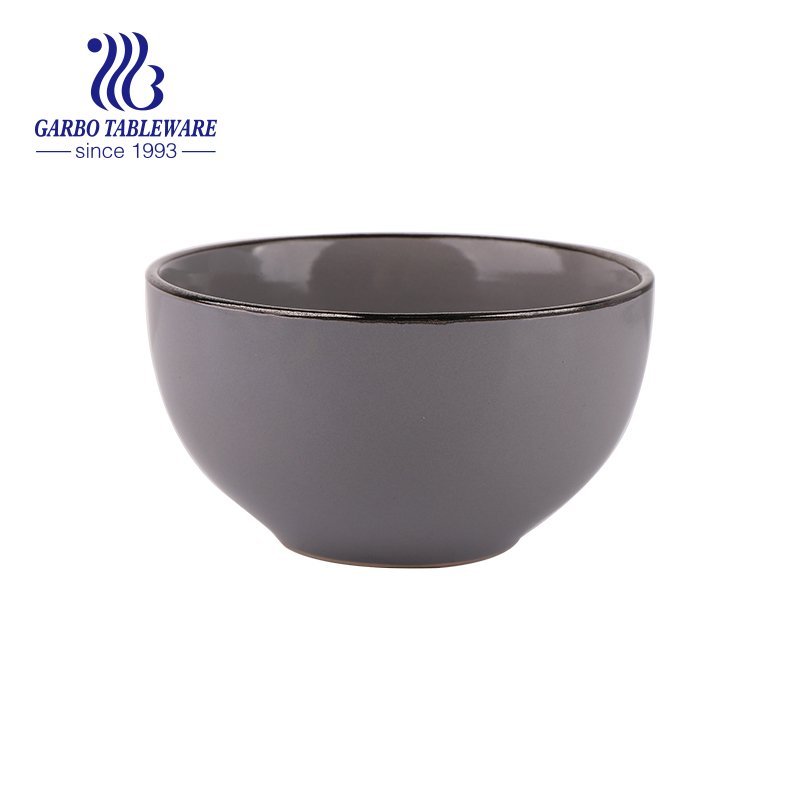 350ml color glazed stoneware rice bowl with dark blue color for home