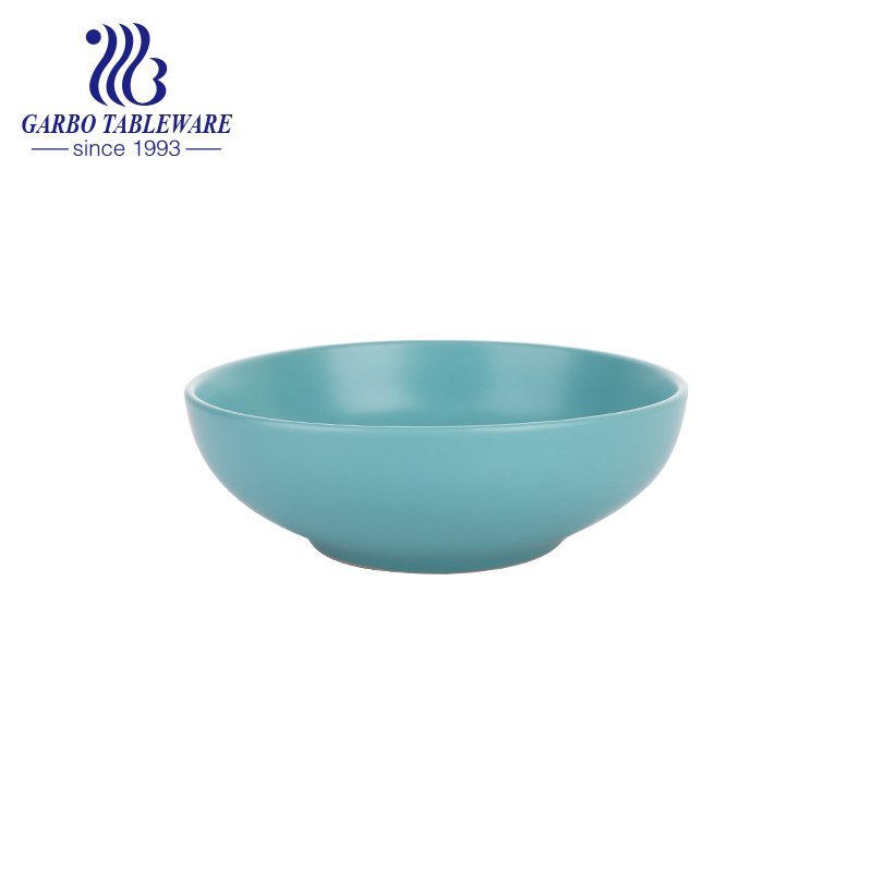 Wholesale color glazed stoneware of 700ml green widemonthed bowl for ramen