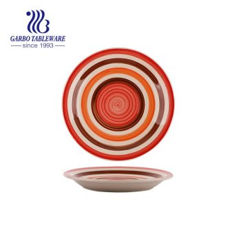 Mini plato de postre de cerámica hermoso del diseño del arco iris único de encargo barato de la fábrica 6.5inch