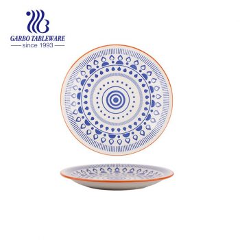 中国工場安いユニークなカスタム デザイン手塗りの石器皿 7 インチ セラミック デザート皿