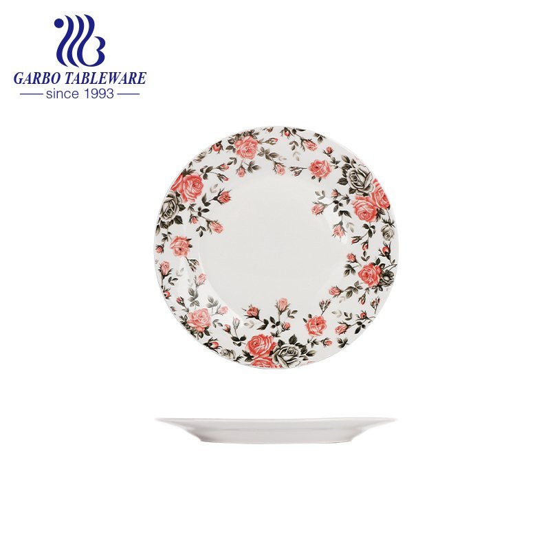 Atacado barato personalizado sob placa de carregador de cerâmica vitrificada de grau alimentício de 9 polegadas com design de flores