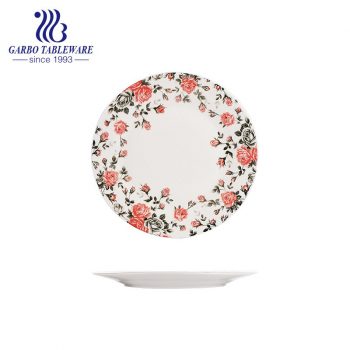 Wholesale cheap custom under glazed food grade 9inch ceramic charger plate with flower design