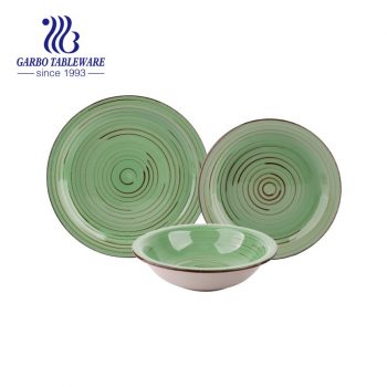 new arrived hand painting gree color glazed dinner set