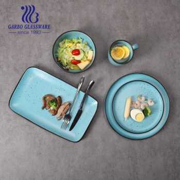 Wholesale 16pcs blue color glazed stoneware dinnerware set