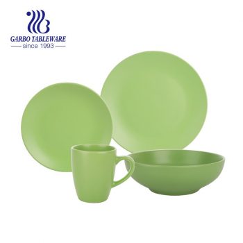 Conjunto de jantar de grés vitrificado de cor verde fresco