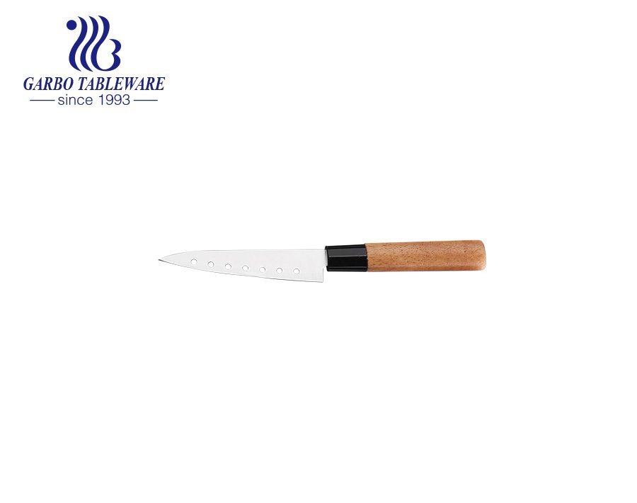 Couteau à steak de cuisine en acier inoxydable 5 pressé à la main avec logo personnalisé de 420 pouces avec manche en bois