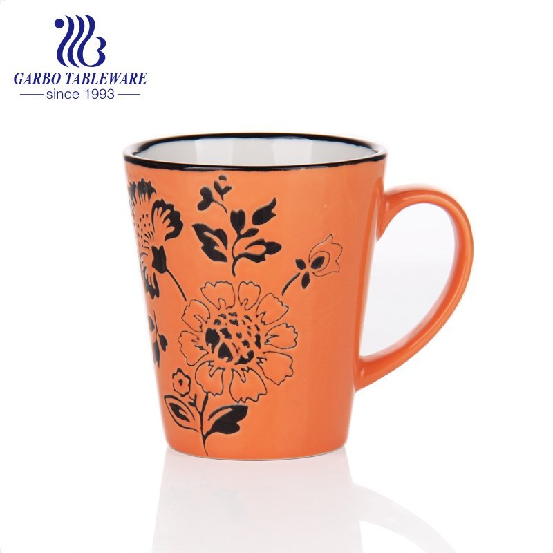 Full leaves impressão porcelana bebida caneca copos de belo design criativo com alça branca