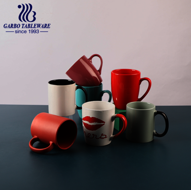 Porcelain first-class ceramic mug hot water drinking mugs big belly print drinks cup with handle and lid