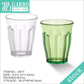 Green colored stackable PC juice plastic cup 15oz