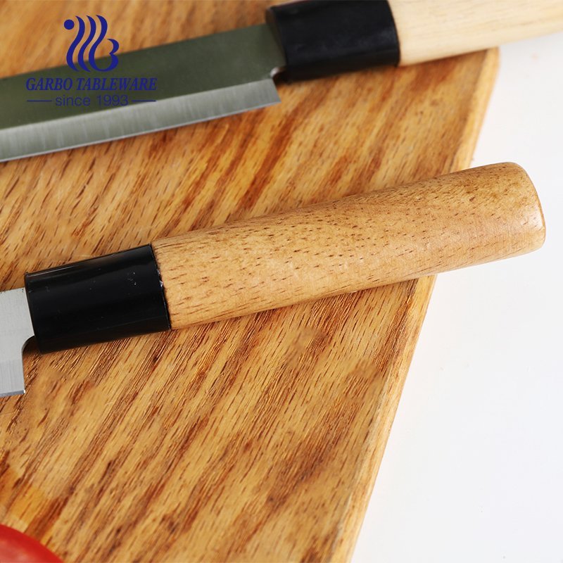 Couteau à steak de cuisine en acier inoxydable 5 pressé à la main avec logo personnalisé de 420 pouces avec manche en bois
