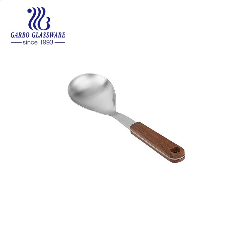 Solid Heat-Resistant Flexible Slotted Stainless Steel Spatula Turner With Bamboo holider