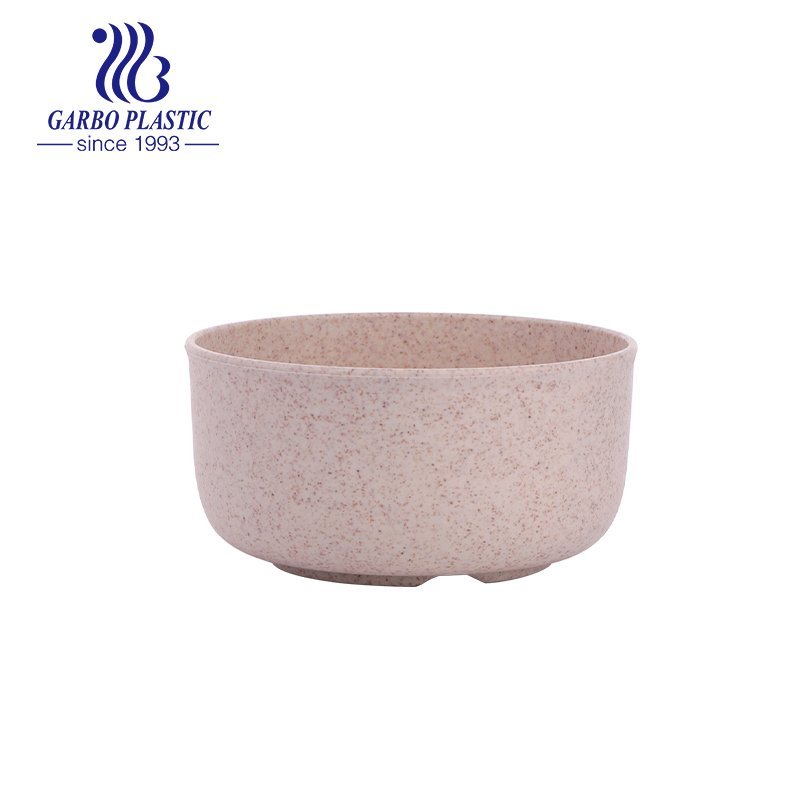 Taça de cereais de plástico de palha de trigo rosa doce inquebrável redonda de fábrica com cores diferentes