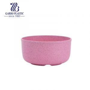 Taça de cereais de plástico de palha de trigo rosa doce inquebrável redonda de fábrica com cores diferentes
