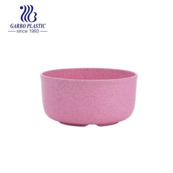 Cuenco plástico redondo barato del cereal de la paja del trigo irrompible rosado dulce redondo de la fábrica con diversos colores