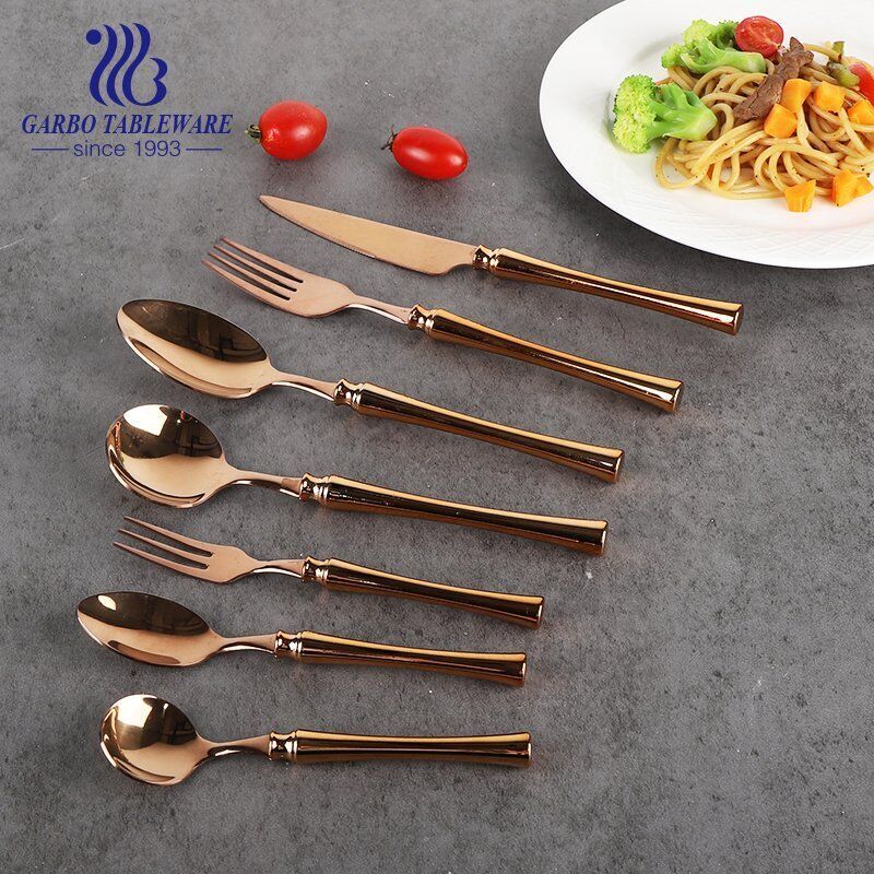 New design hign-end black plating decoration stainless steel fork with plastic handle