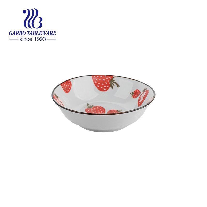 Ceramic bowl with beautiful flower design inside 360ml for eating at home