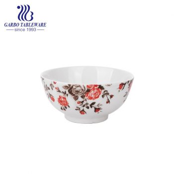 Tigela de porcelana de 730 ml com decalque floral fora de vitrificado para atacado