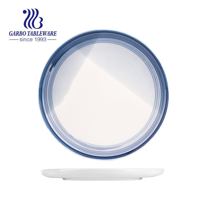 Vente en gros de qualité alimentaire A/B beau changement de couleur assiette plate en porcelaine de 10 pouces