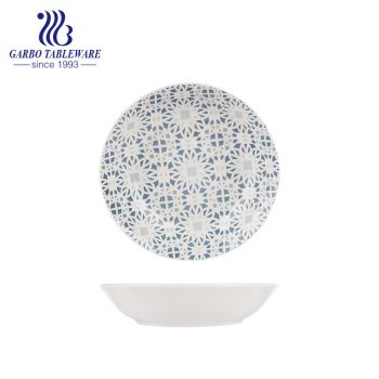 Plato de ensalada plano de cerámica redondo de 8 pulgadas de placa de impresión única personalizada de fábrica