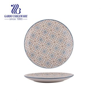 Custom full handmade printing food grade tableware 10.5inch round ceramic charger plate