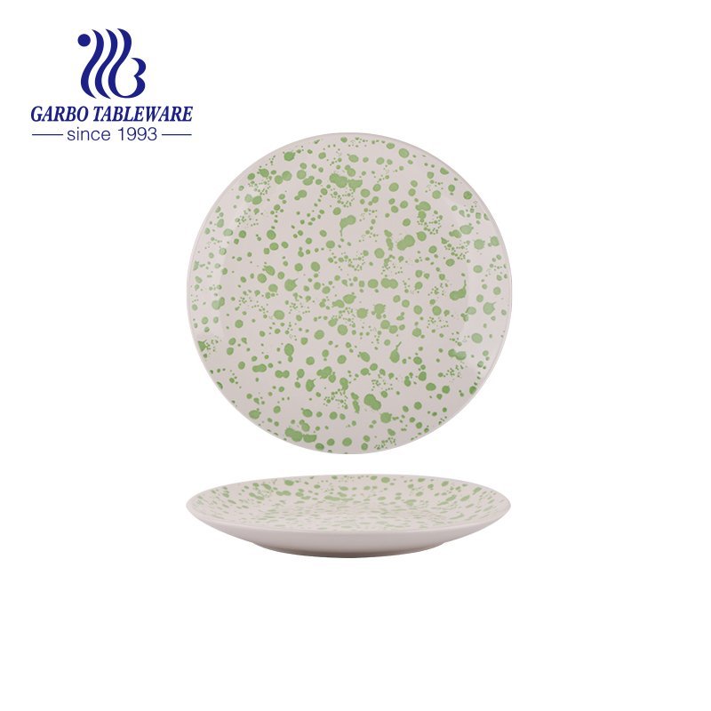 Vaisselle de qualité alimentaire d'impression entièrement faite à la main, plaque de chargeur en céramique ronde de 10.5 pouces