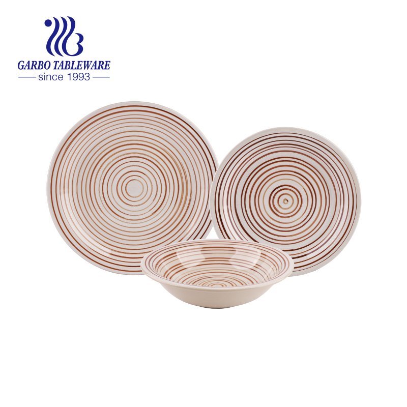 16шт розовый цвет круг ручной росписью керамический набор посуды