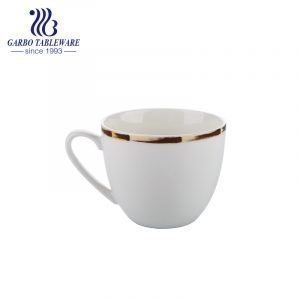 Caneca de café de cerâmica de borda dourada chá bebendo canecas de porcelana copo de bebida de design personalizado com alça