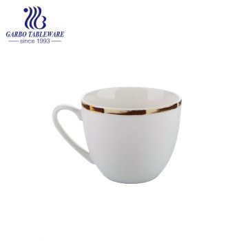 Caneca de café de cerâmica de borda dourada chá bebendo canecas de porcelana copo de bebida de design personalizado com alça