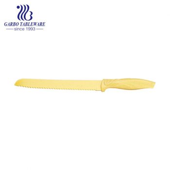 8 inch High Quality Professional Kitchen Usage Stainless Steel Bread Knife With Wheat Straw Hand