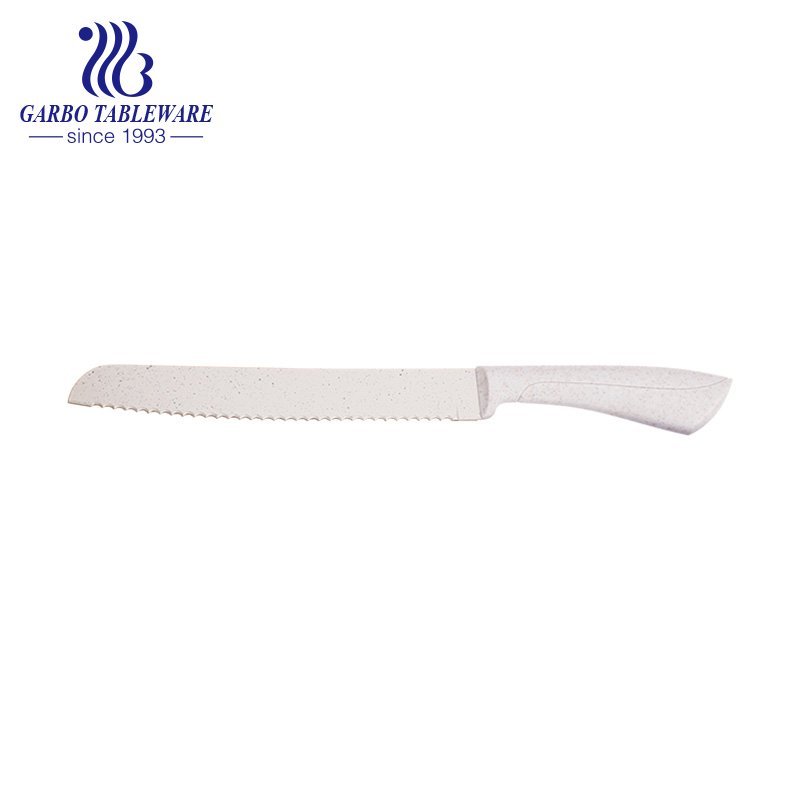 8 inch High Quality Professional Kitchen Usage Stainless Steel Bread Knife With Wheat Straw Hand