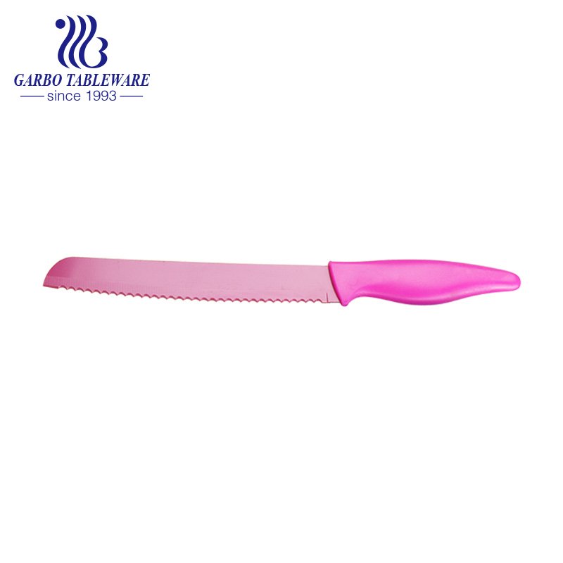 8 inch High Quality Professional Kitchen Usage Stainless Steel Bread Knife With Wheat Straw Hand