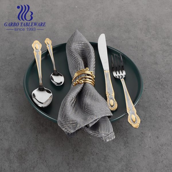 410SS 13/0 Middle East style golden Plating Stainless Steel Cutlery Set dinner Spoon