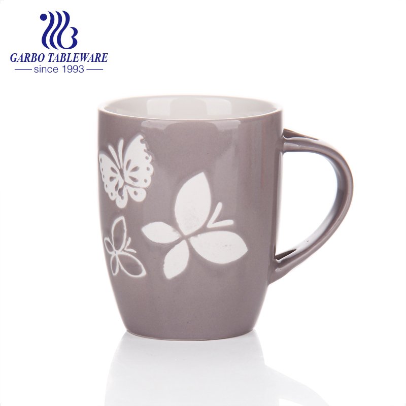 Porcelain drinking mug gold print ceramic mugs set coffee drinks cup with big classic handle
