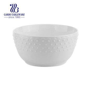 780ml porcelain bowl with embossed spot design for rice eating