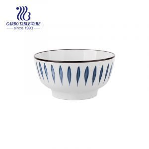 Porcelain 780ml deep rice bowl with underglazed decal of Japanese style