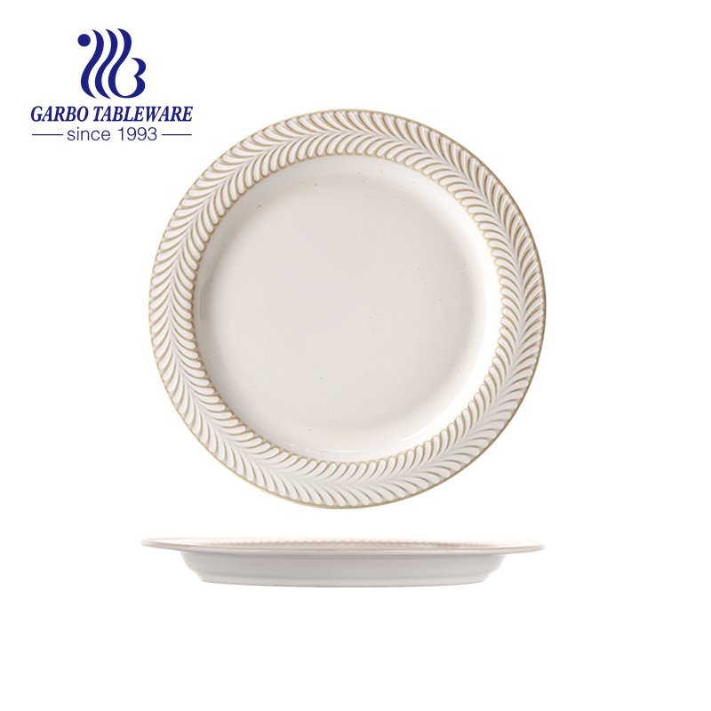 Wholesale custom design elegant white 12.5inch oval porcelain fish plate with embossed design