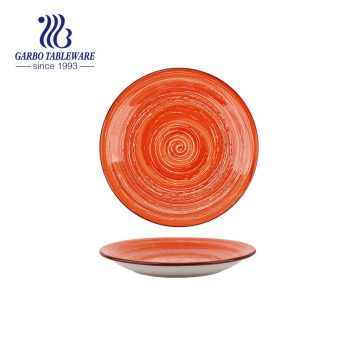 Vajilla de cerámica colorida pintada hecha a mano plato de postre de cerámica de 7.5 pulgadas al por mayor