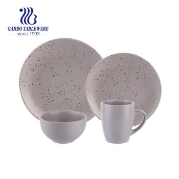 Sistema de la taza del cuenco de la placa del servicio de mesa del gres esmaltado del color crema 16pcs