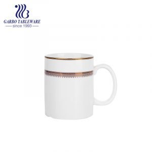 Conjunto de canecas de porcelana em porcelana com estampa dourada de cerâmica e xícara de café com alça clássica grande