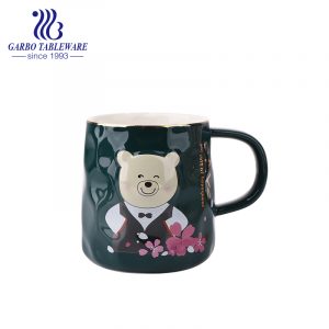 Cute print ceramic mug new bone china water mugs set custom spoon and lid creative drinking cup