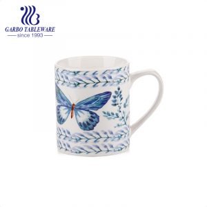 Ceramic bone china mug high end quality decorative custom classic porcelain water mugs set print drinking cups